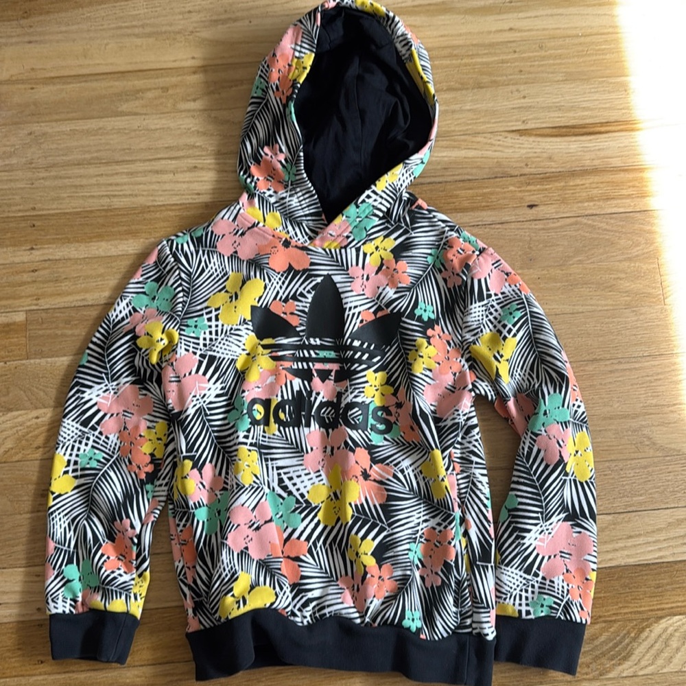 Flower Adidas Pullover Hoodie Size XS